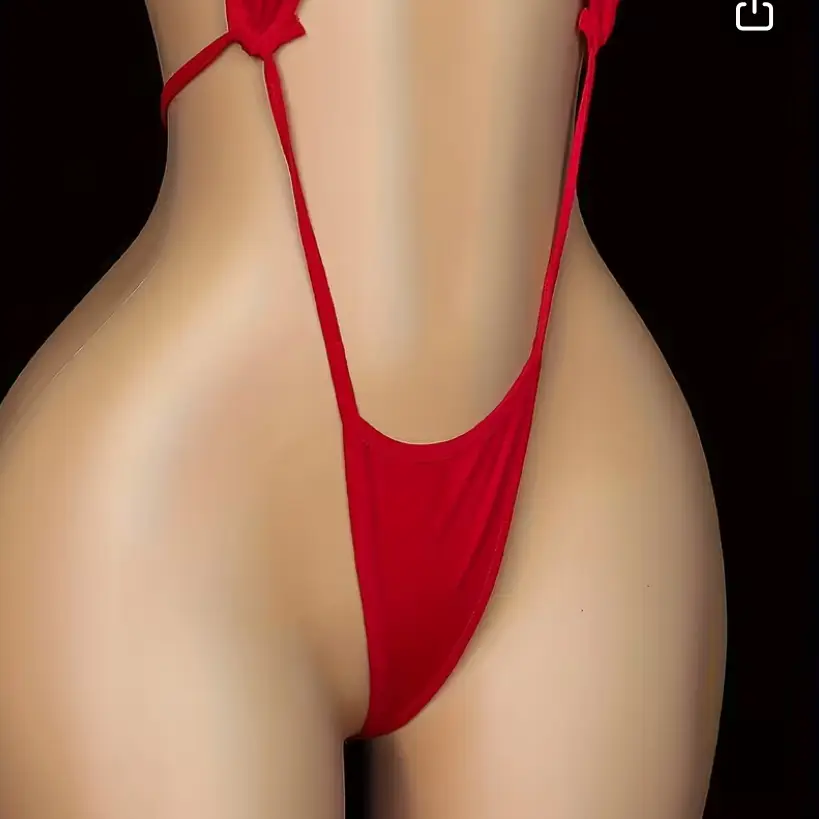 Lencería sexy con cuello halter, talla única en tela elástica, lencería adulto con apertura, vestido babydoll levanta glúteos, ajustado, para dormir's photo #2