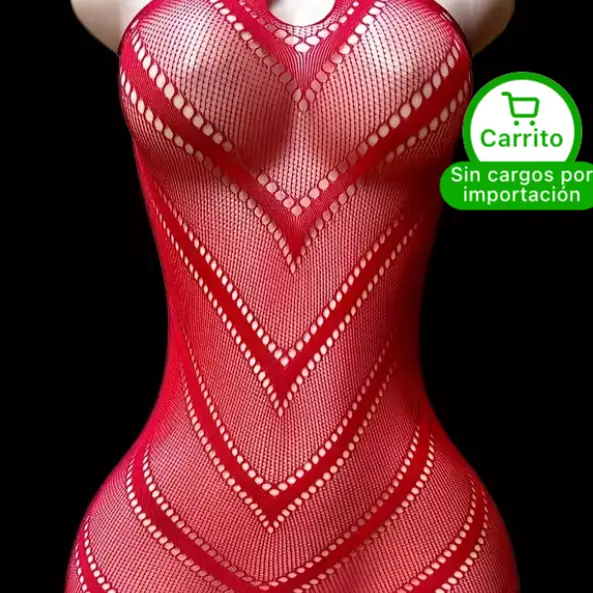 Vestido tipo baby doll de encaje transparente para mujer, con tirantes al cuello's photo #1