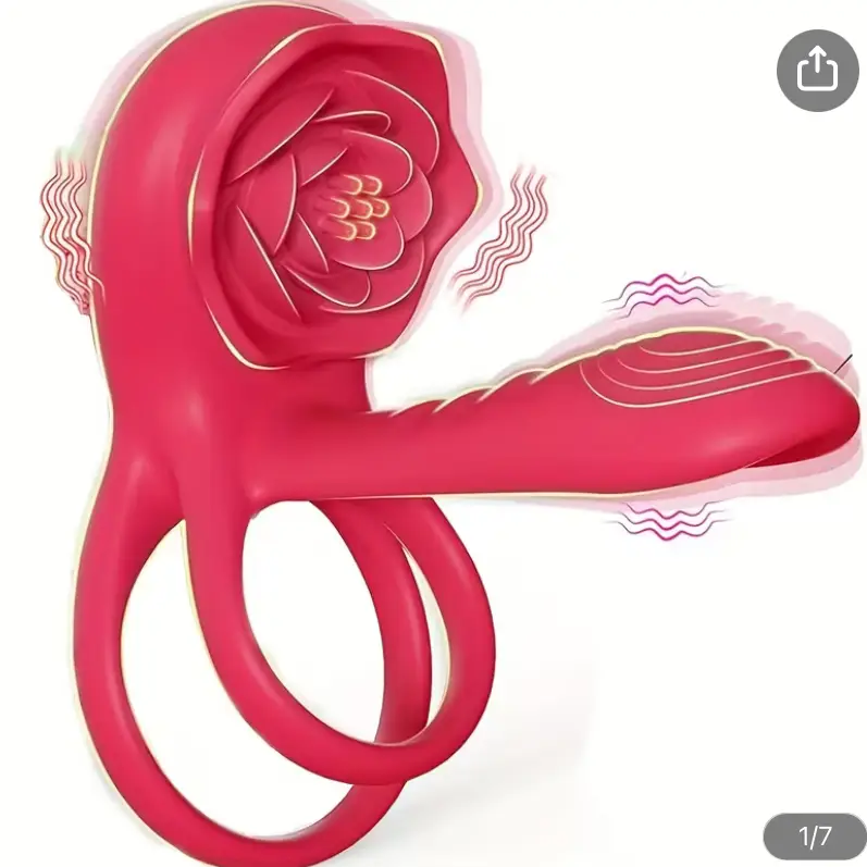 Sleeve de pene - Anillo vibrador de pene con estimulador clitoral de rosa, 9 velocidades de vibración, juguete sexual para adultos, para hombres y mujeres.'s photo #1